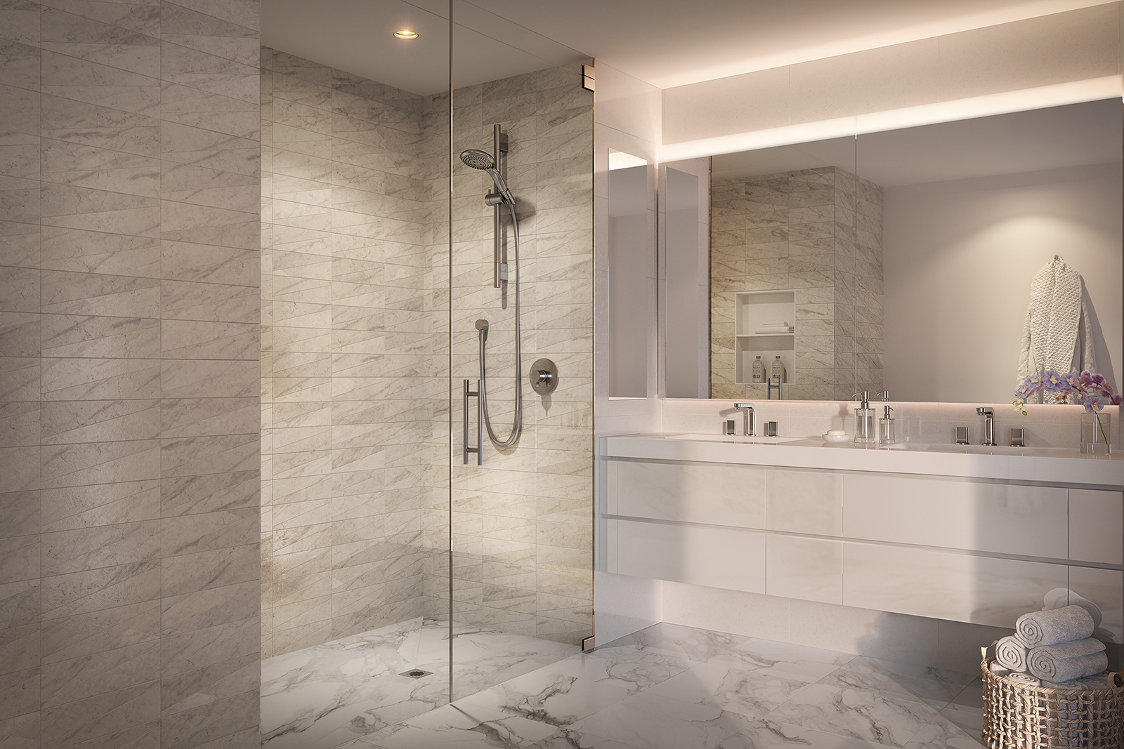 ARO features spa-inspired baths for residents.